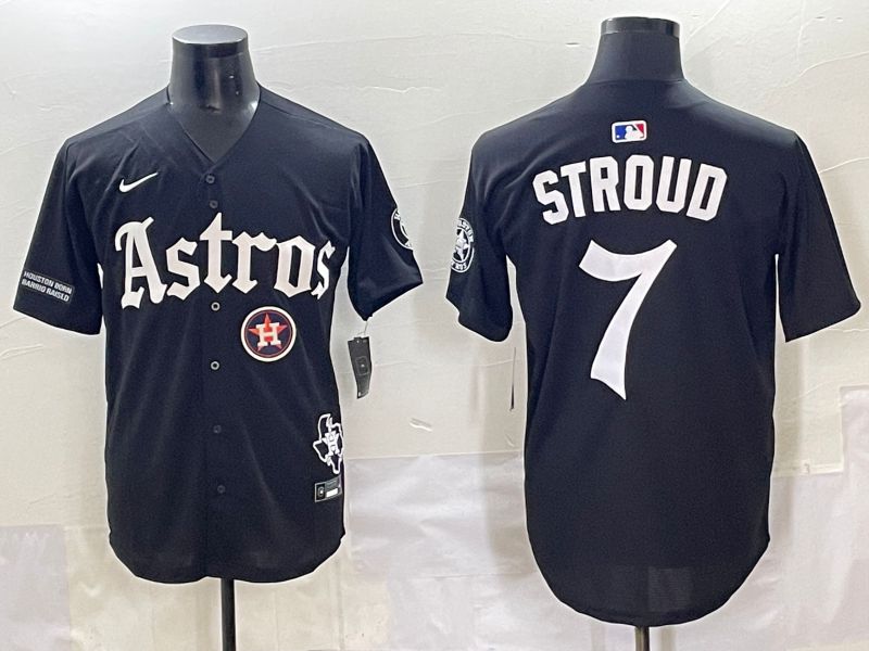Men 2025 Houston Astros 7 Stroud Black Five generations Joint Name Nike MLB Jersey style 15